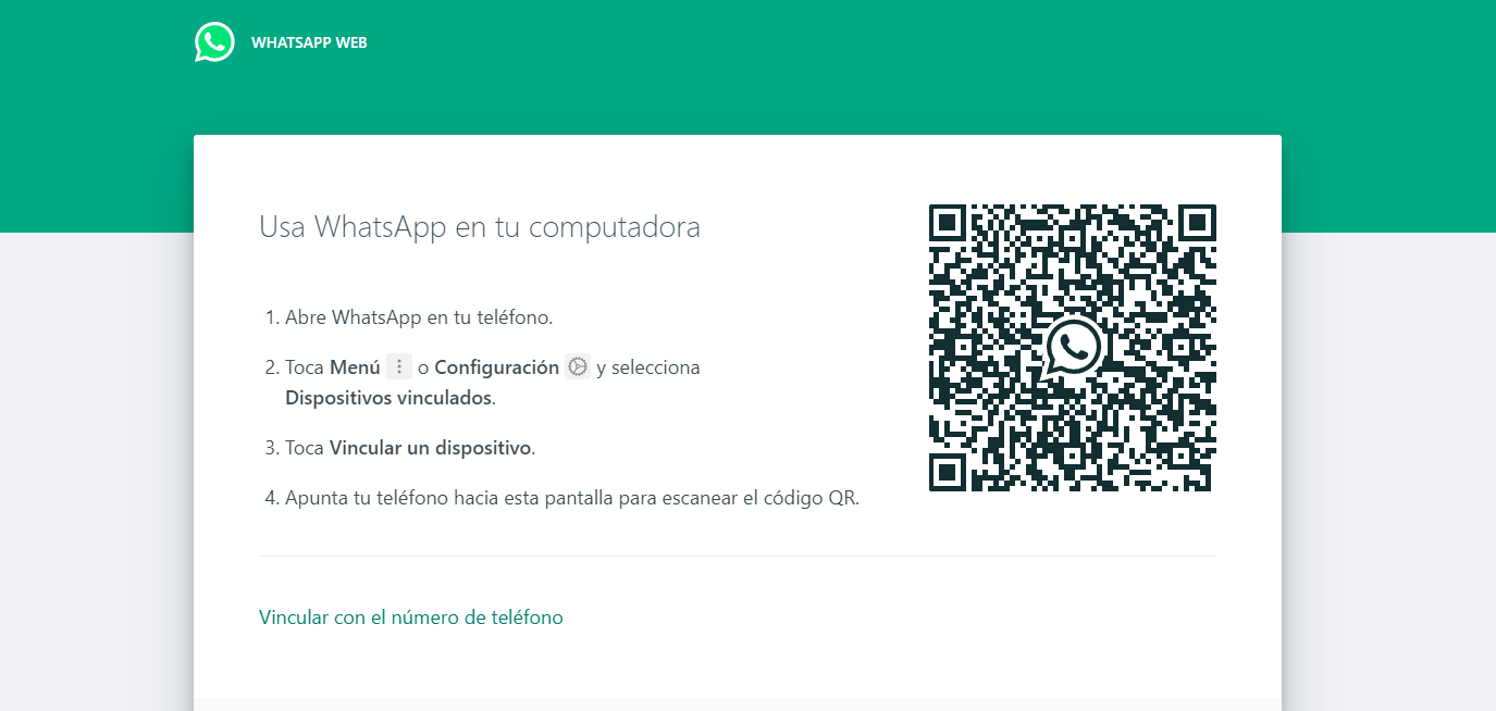 Captura de pantalla de WhatsApp Web.