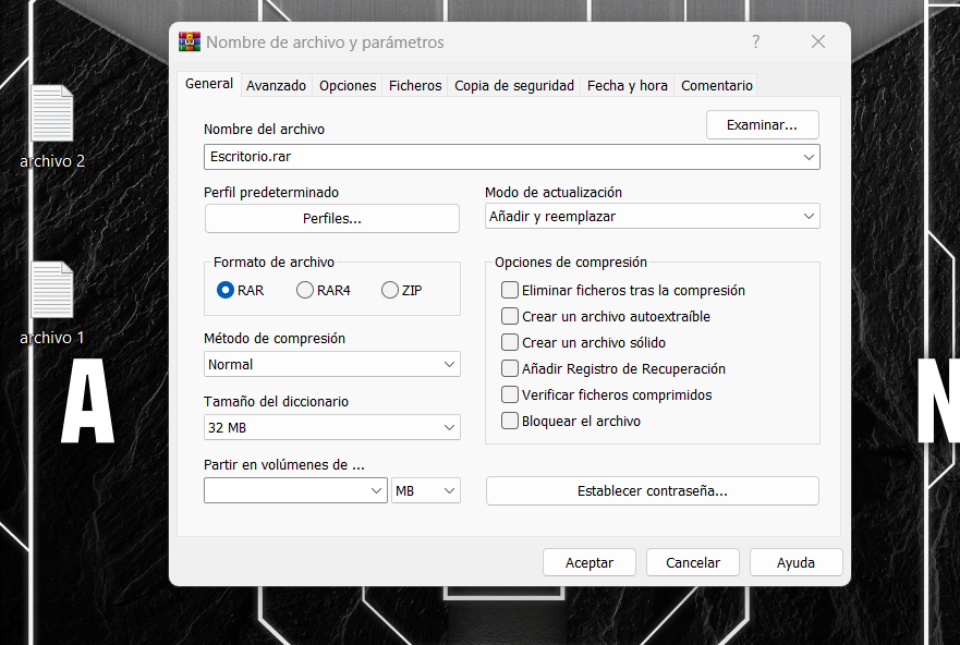 Comprimiendo dos Archivos con WinRAR
