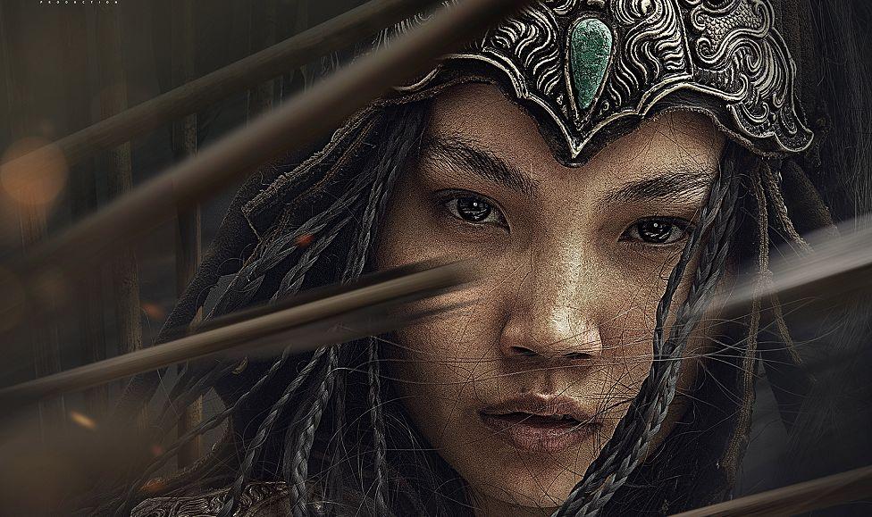 Detalle del afiche de la película "Khutulun, la princesa guerrera" (2021), coproducida por Shuuder Productions y Voo Broadcasting.