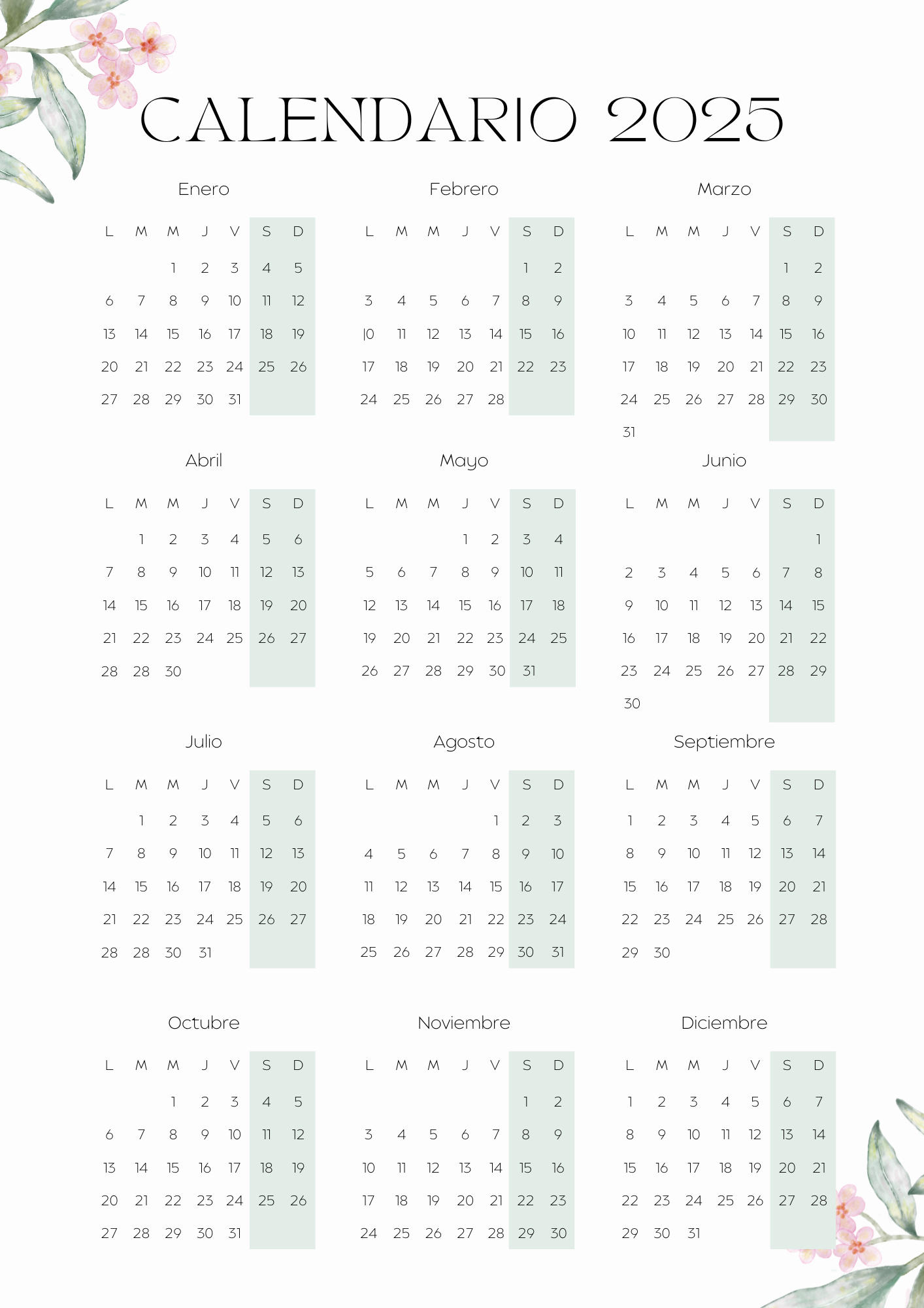 Calendario 2025.