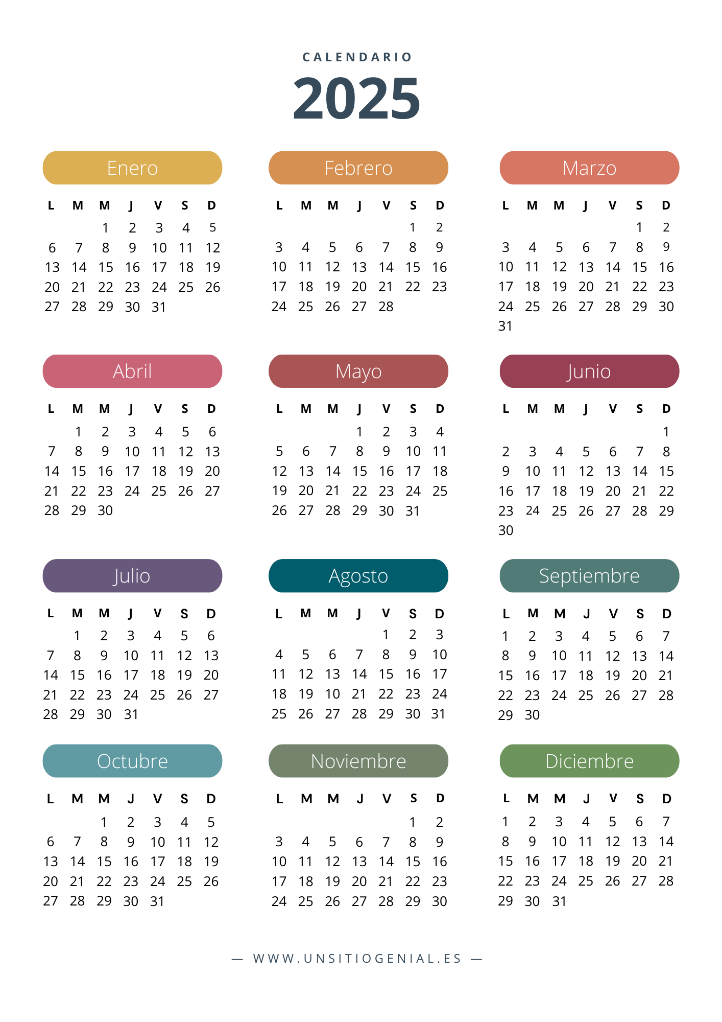 Calendario 2025 