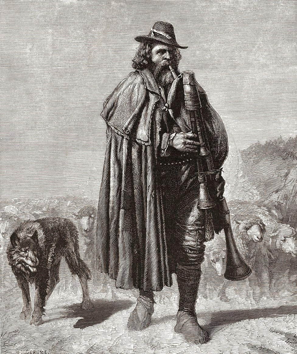 Un pastor tocando una gaita