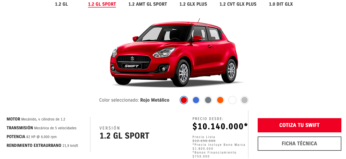 Suzuki Swift: versión 1.2 GL SPORT