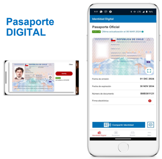 Pasaporte digital de Chile.