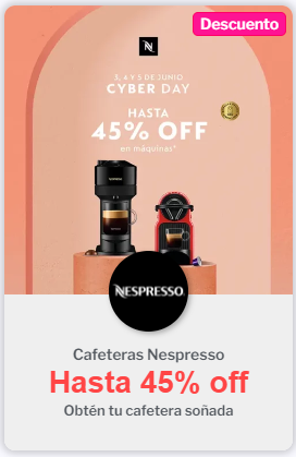 Cafeteras Nespresso | Hasta 45% off