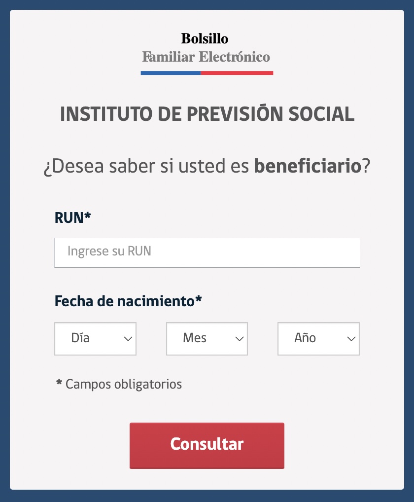 Bolsillo Familiar Electrónico: consultar con RUT