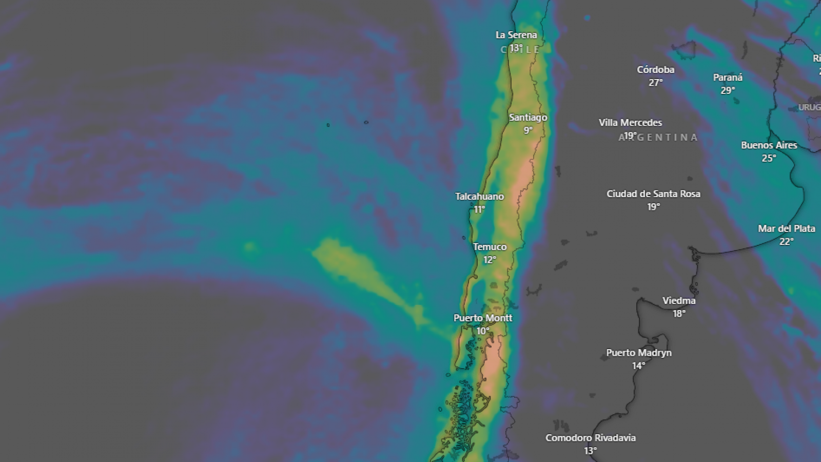 Sistema frontal, lluvia y viento