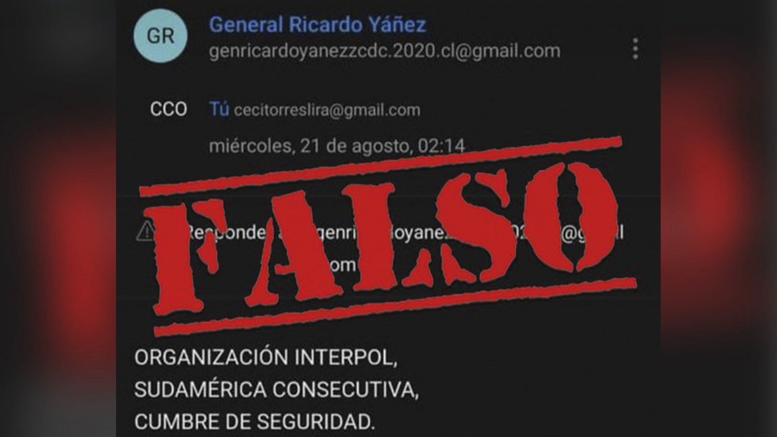 Correo falso de carabineros