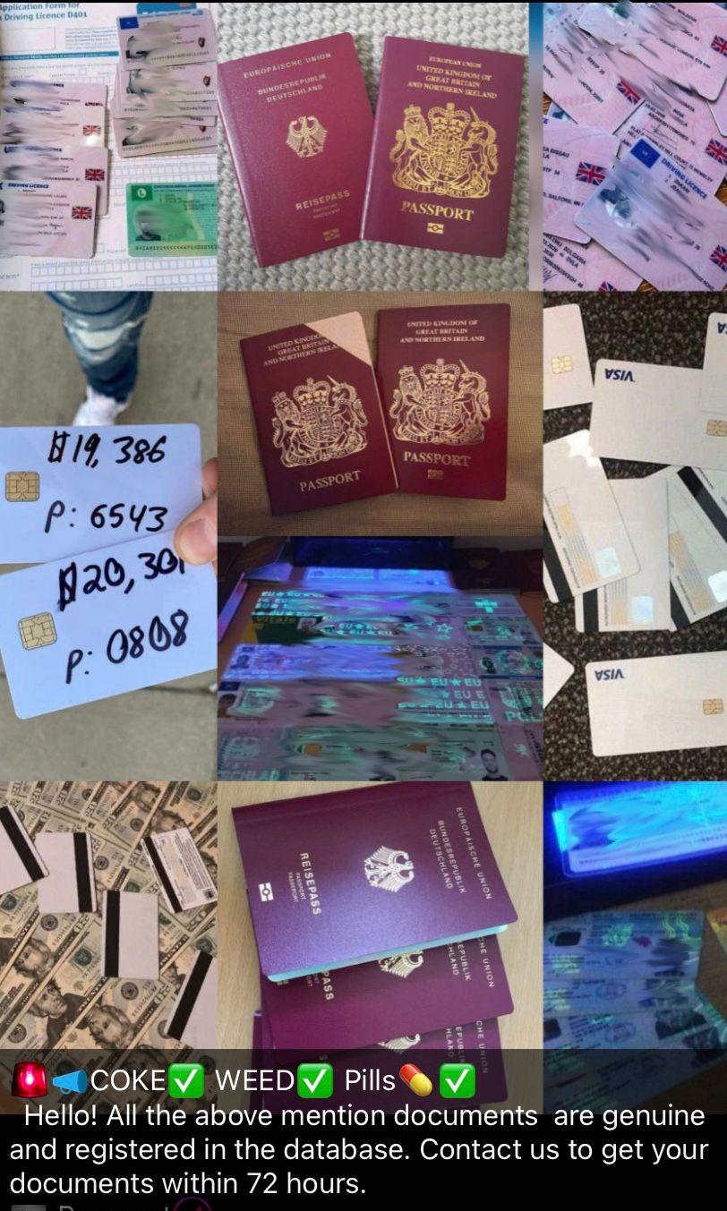 Imagen de pasaportes robados. 