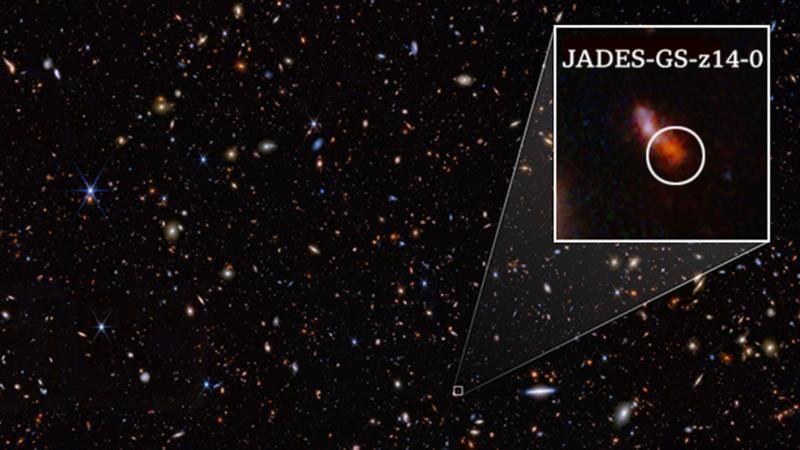 La galaxia JADES-GS-z14-0 detectada por el telescopio James Webb