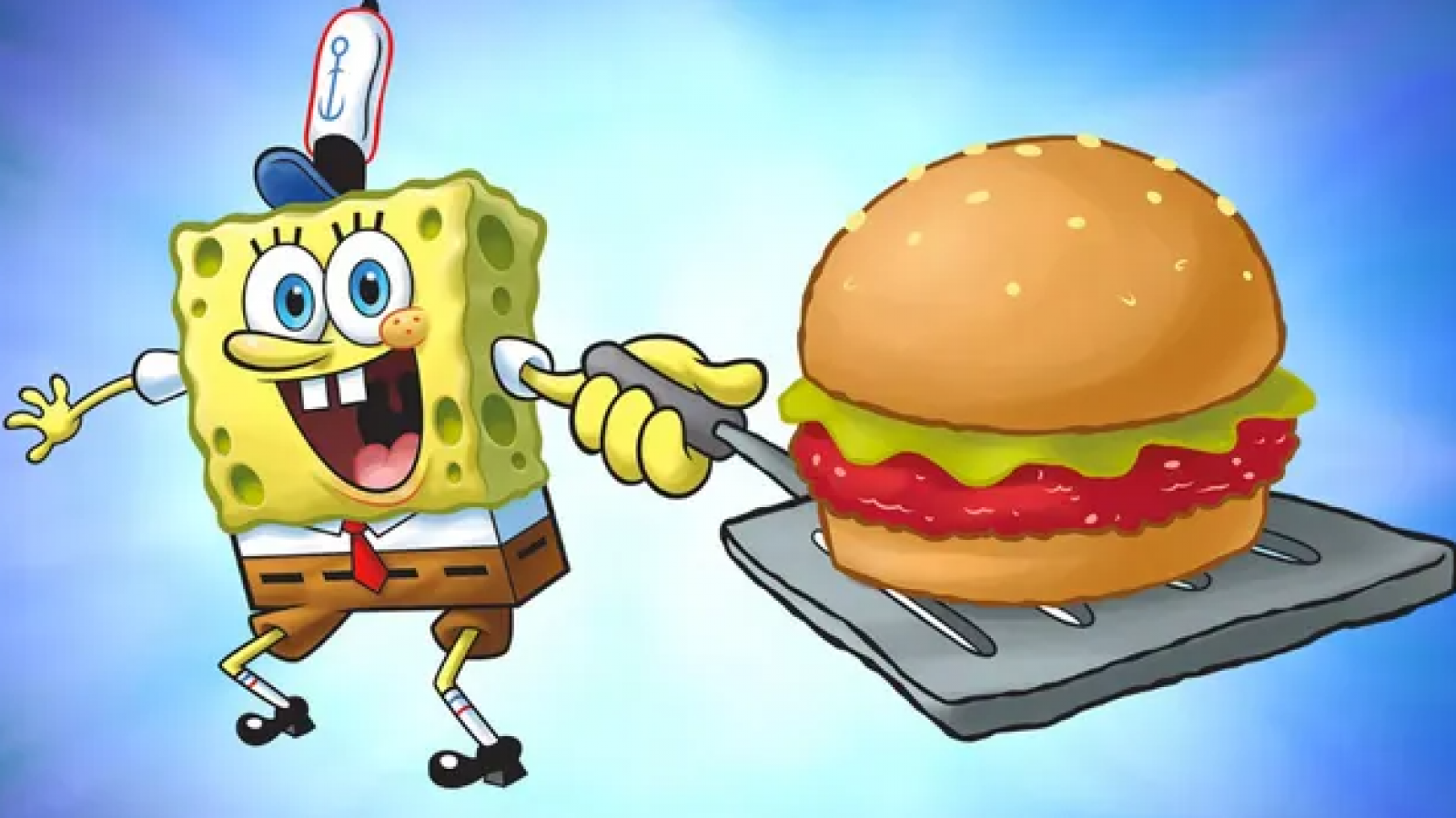 Bob esponja mirando cangreburger