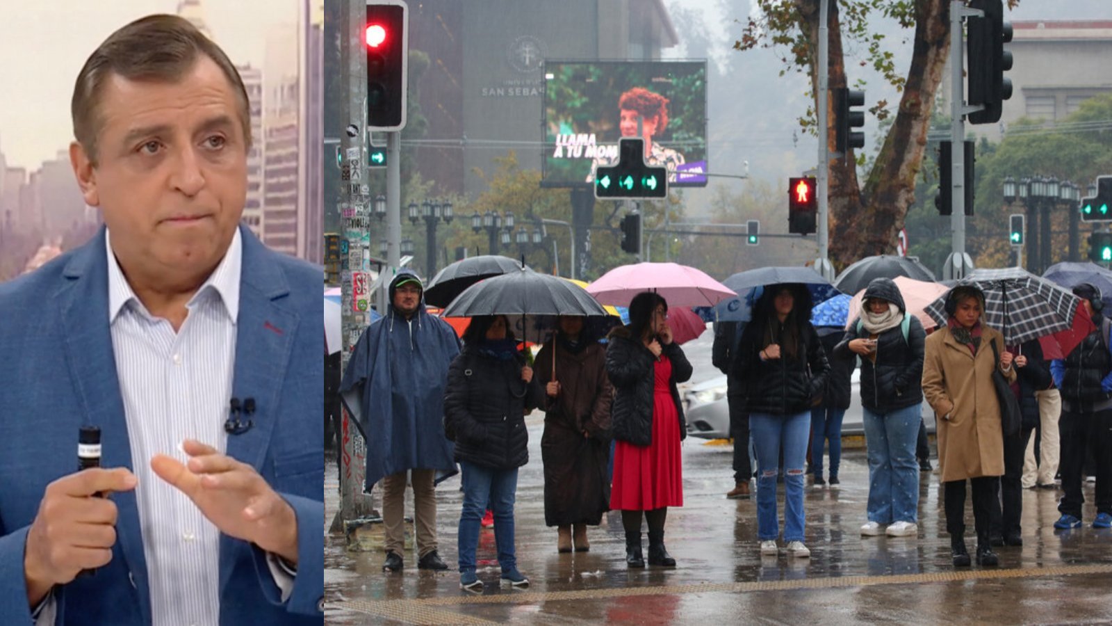 Iván Torres y lluvia en Santiago.