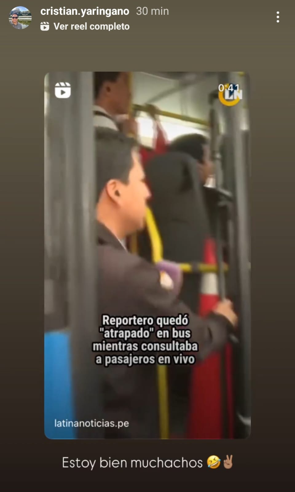 Historia Instagram Periodista Peruano Atrapado en Bus