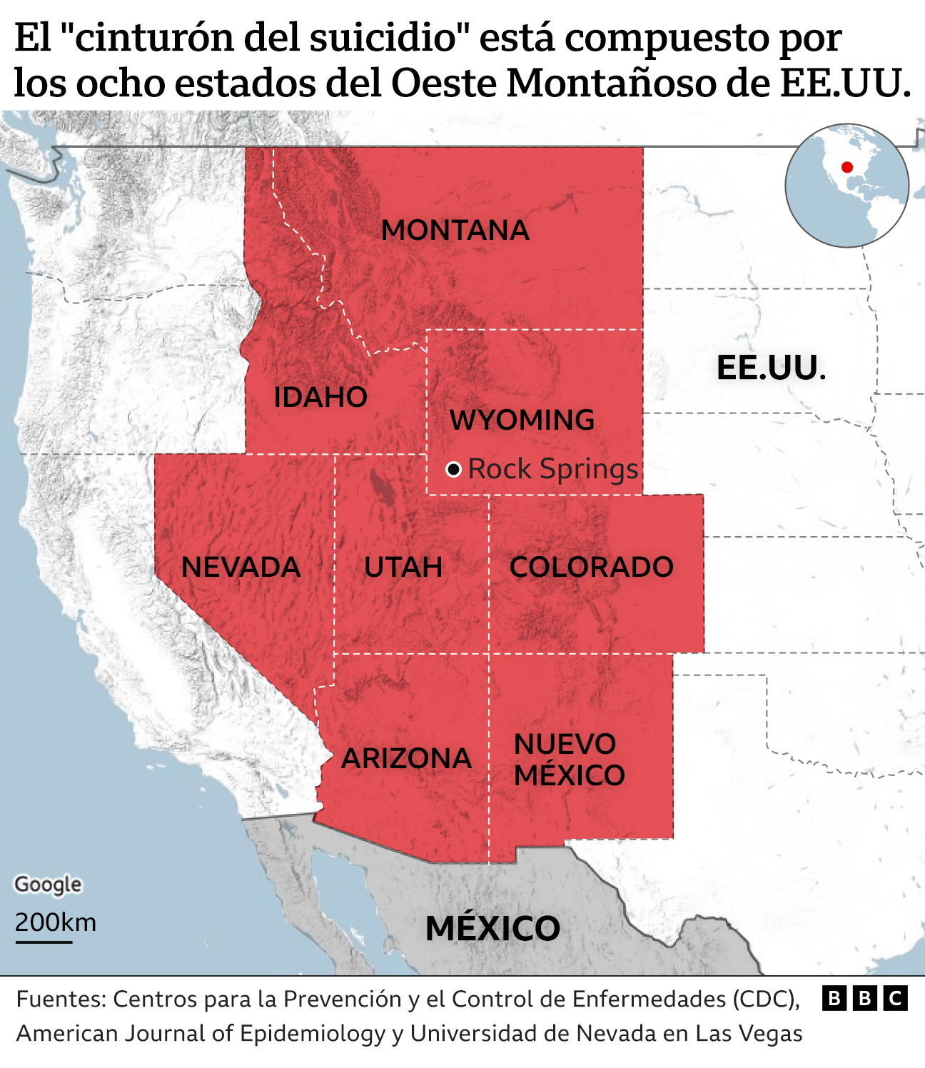 Mapa del "cinturón del suicidio"