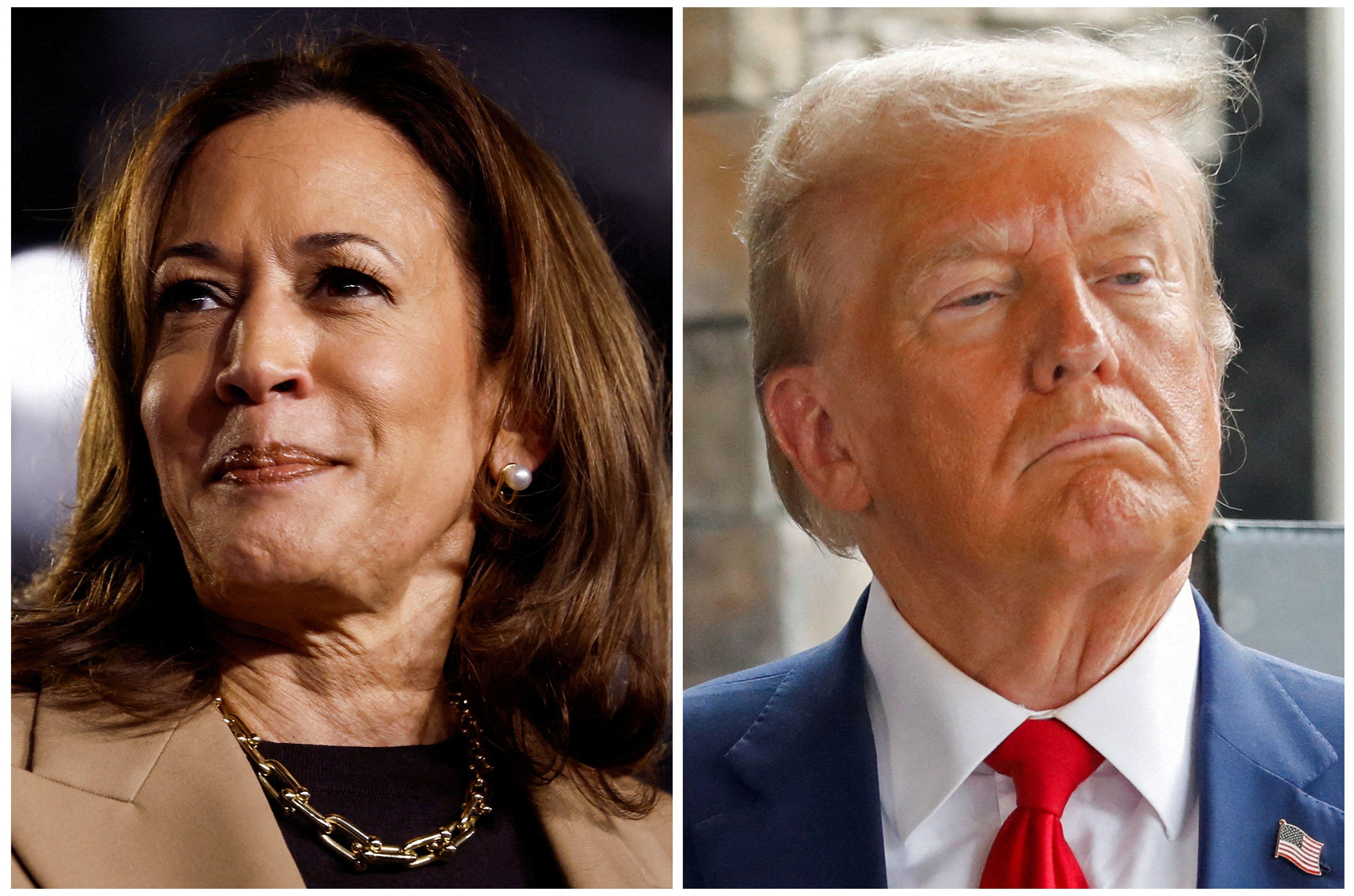 Composición con la imagen de Kamala Harris y la de Donald Trump