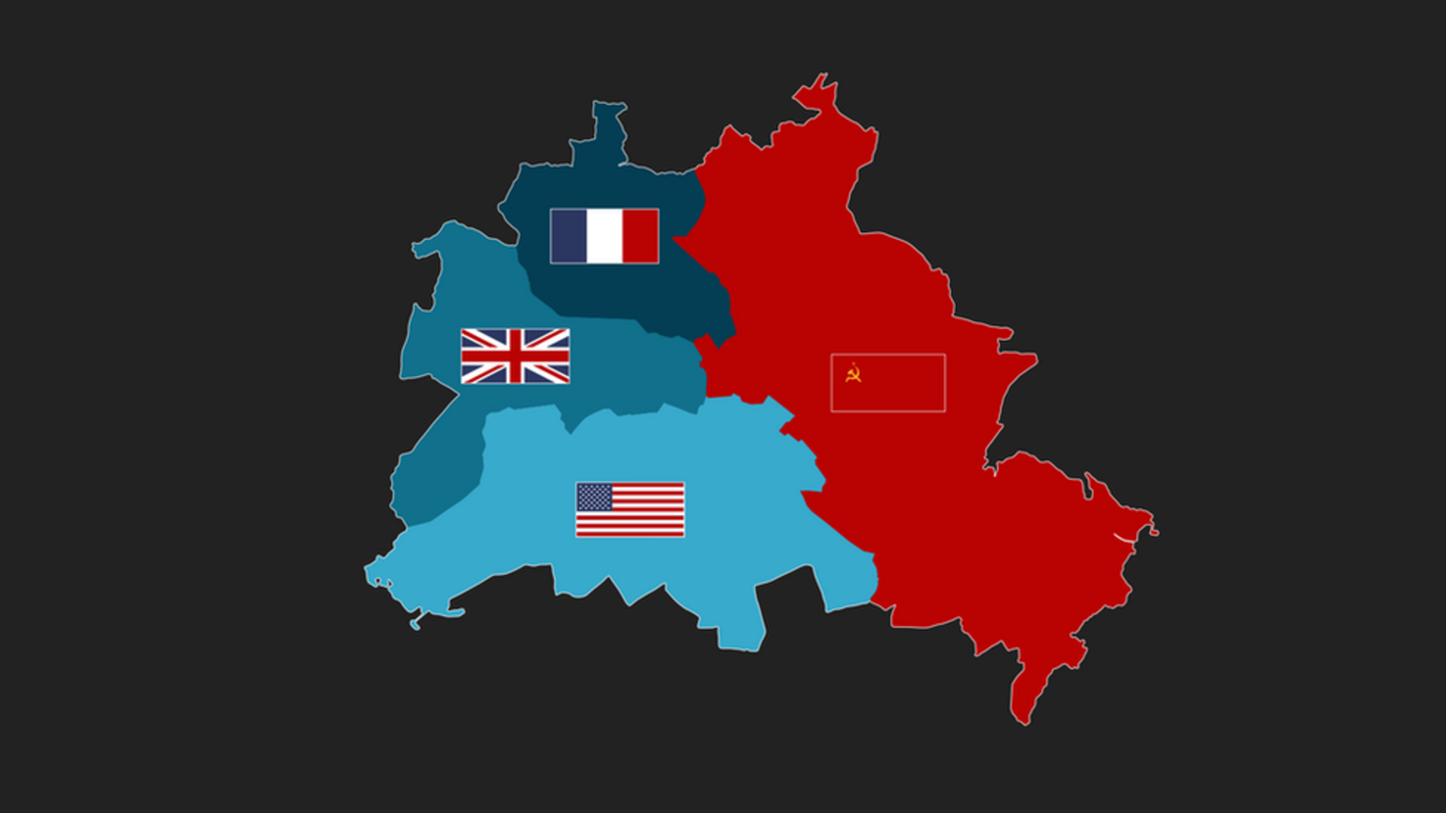 Mapa de la Alemania dividida después de la Segunda Guerra Mundial