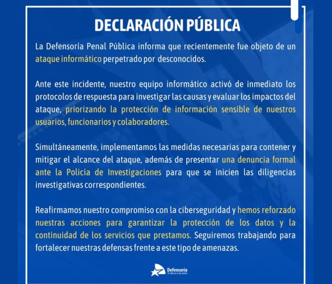 Defensoría Penal Pública, ciberataque