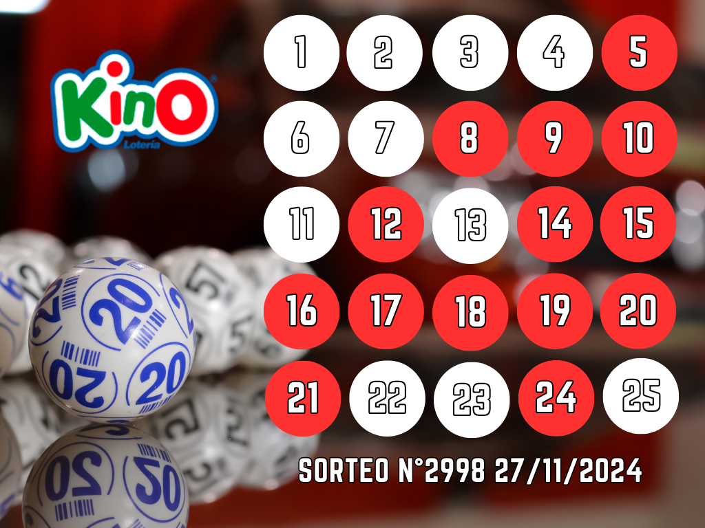 RESULTADOS KINO, SORTEO 2998 - MIÉRCOLES 27 DE NOVIEMBRE 2024