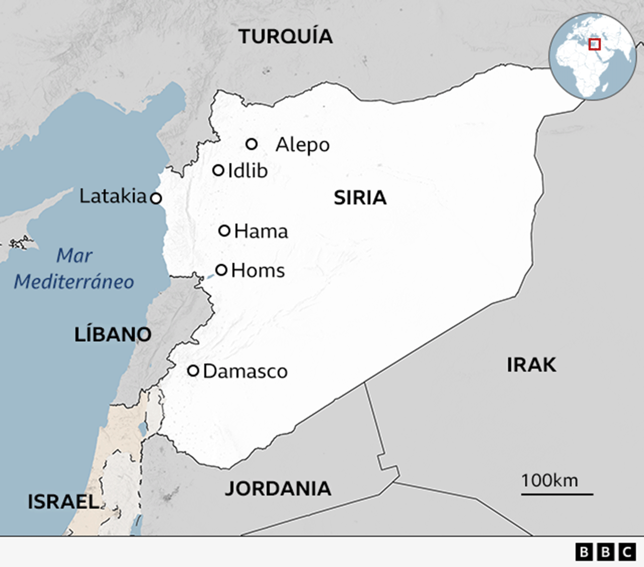 Las principales ciudades de Siria y alrededores