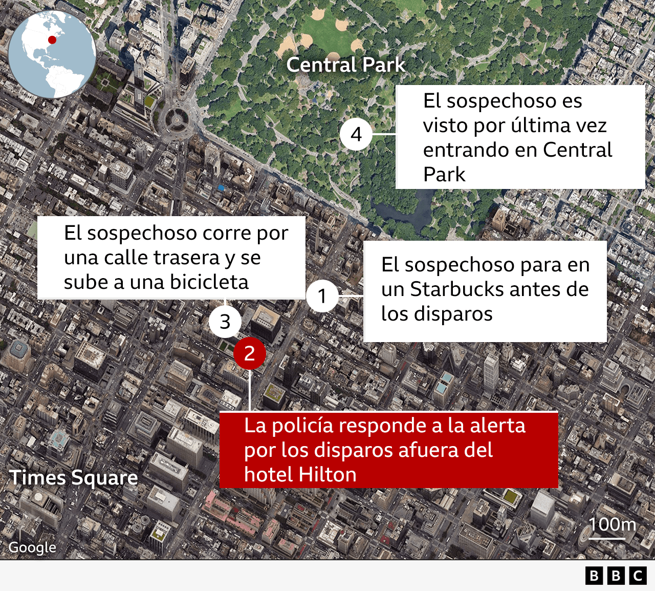 Gráfico que muestra los pasos dados por el sospechoso en Nueva York. 