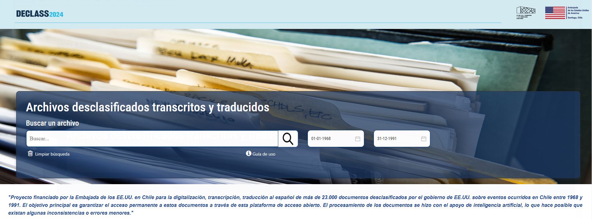 Página web documentos dictadura traducidos