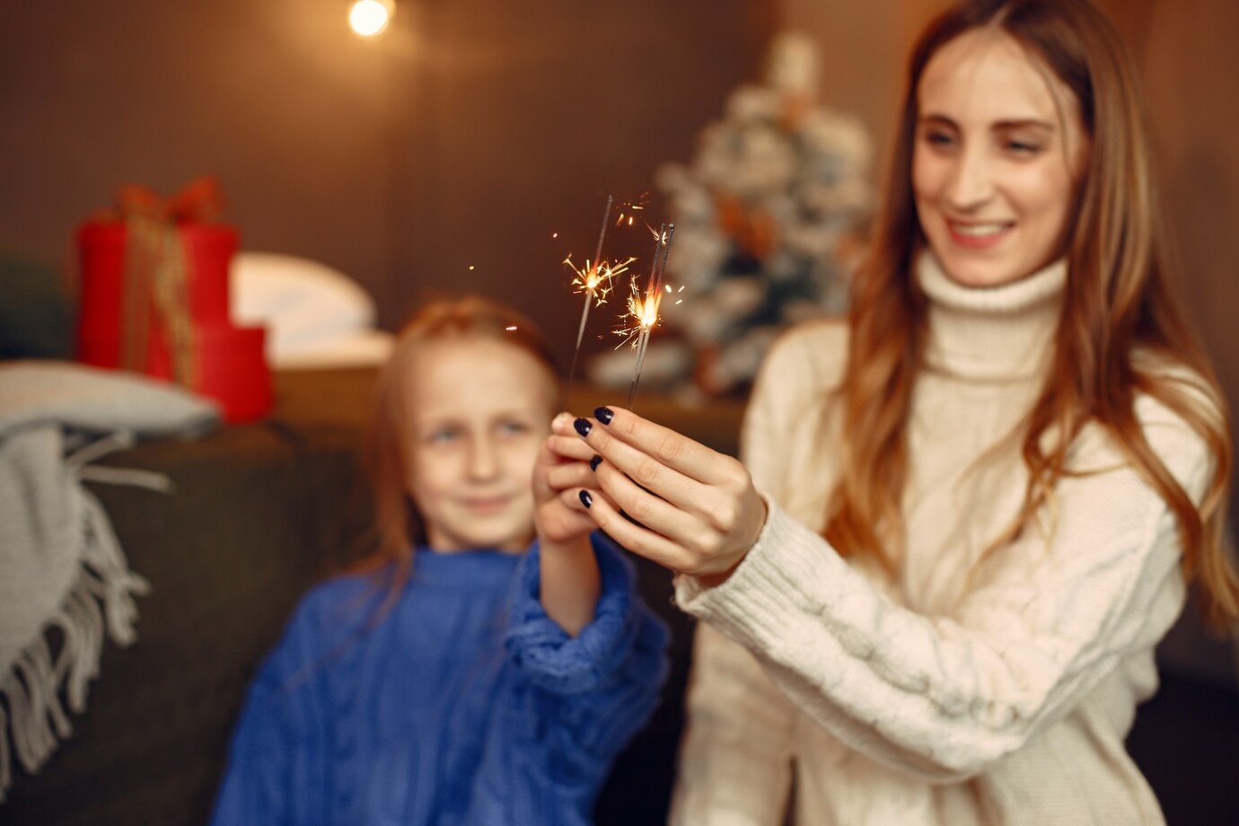 Celebrando año nuevo con hija