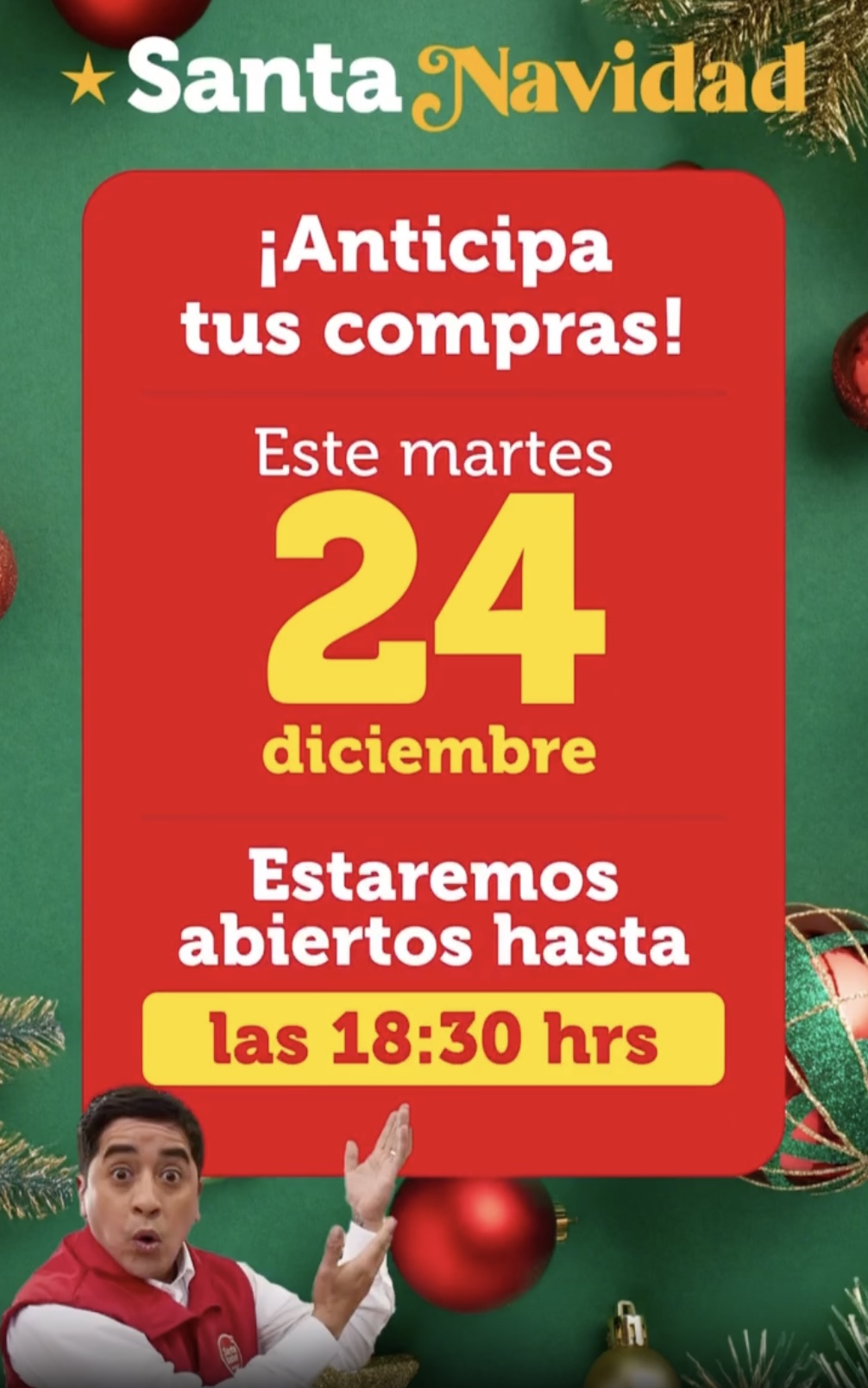 Horario santa isabel en navidad 2024