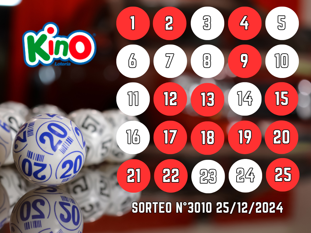 RESULTADOS KINO, SORTEO 3010 - MIÉRCOLES 25 DE DICIEMBRE 2024