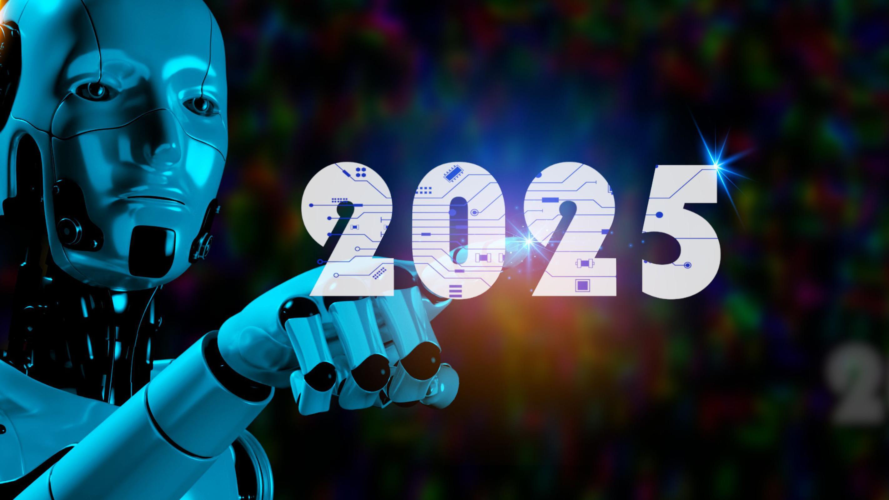 Un robot apuntando al año 2025