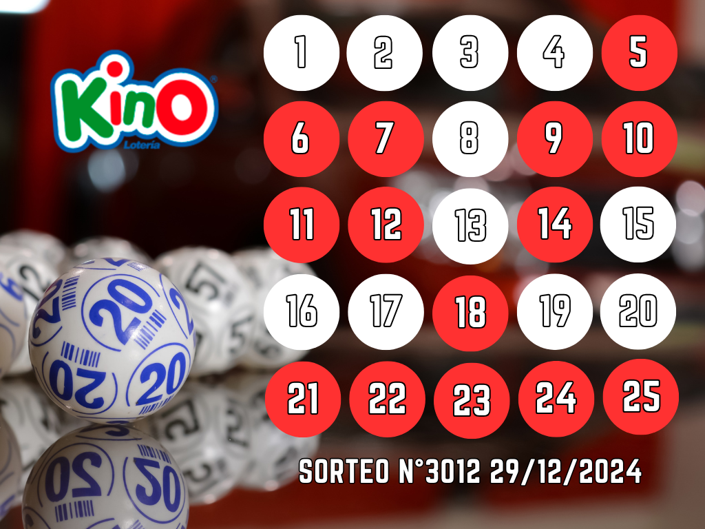 RESULTADOS KINO, SORTEO 3012 - DOMINGO 29 DE DICIEMBRE 2024