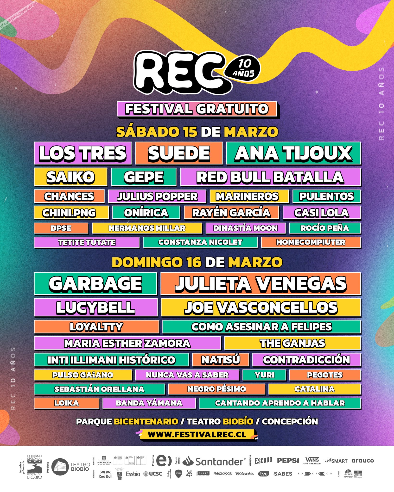 Line up por día festival REC