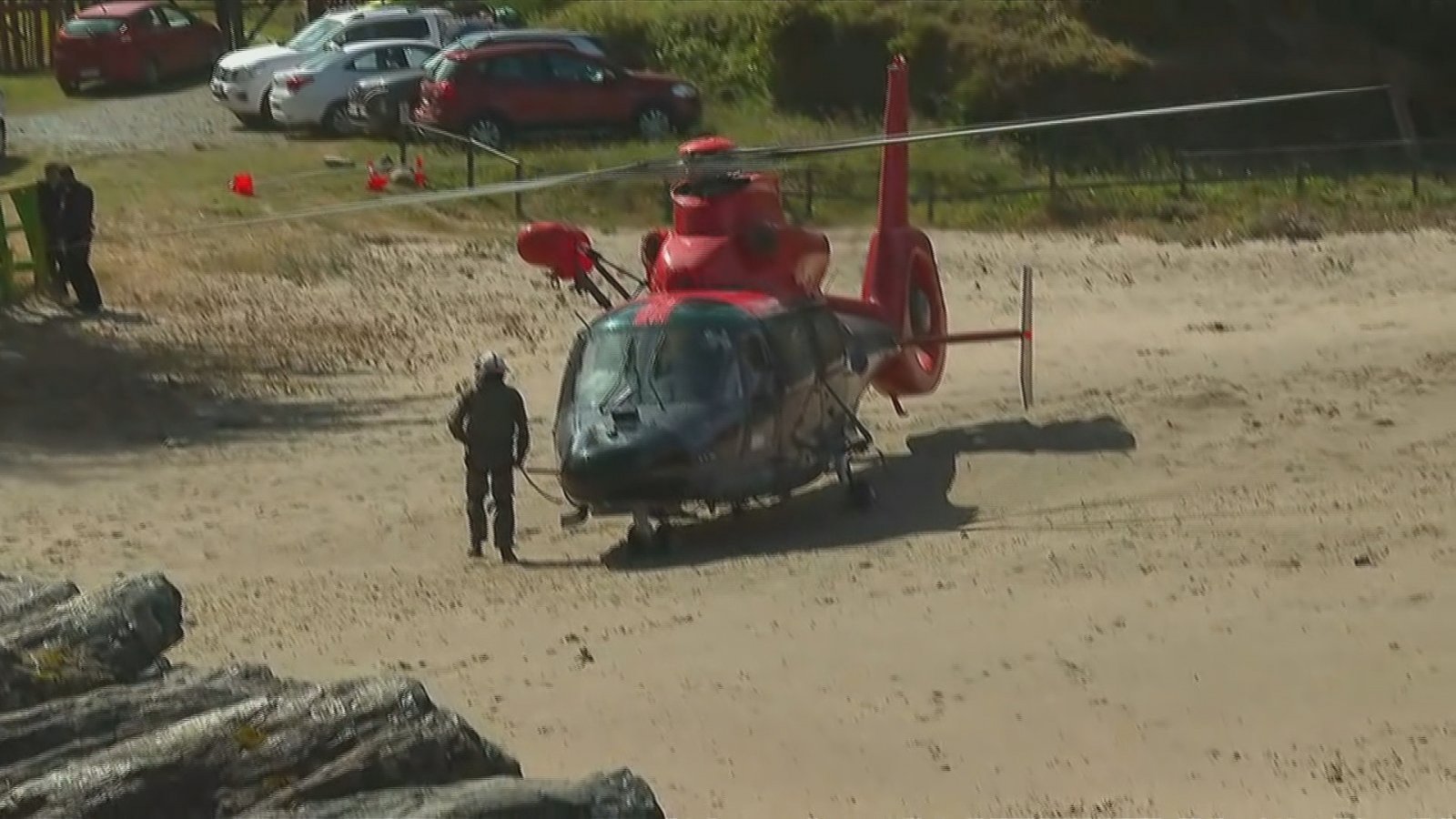 Helicóptero de rescate en Bahía Mansa