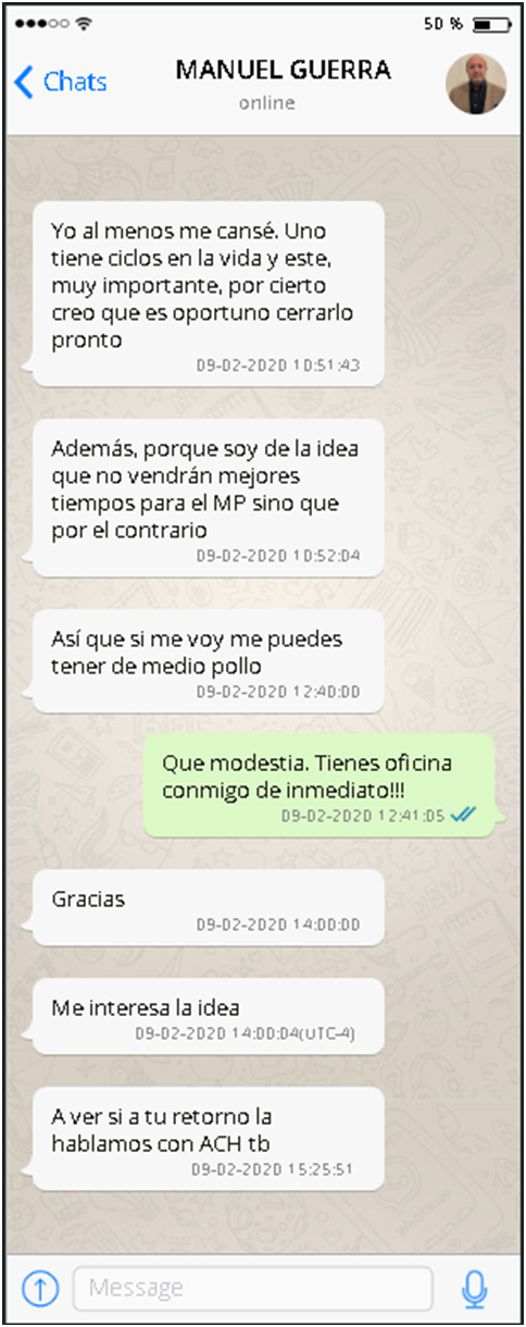 Chat Hermosilla y fiscal Guerra