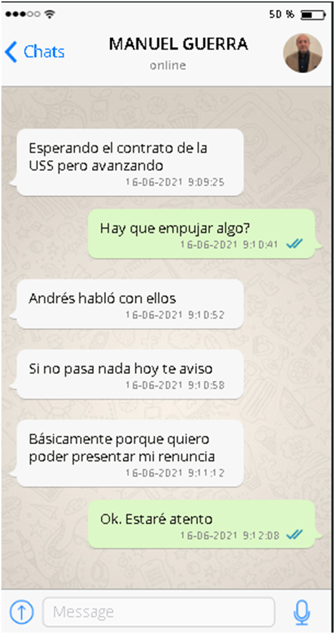 Chat Hermosilla y fiscal Guerra