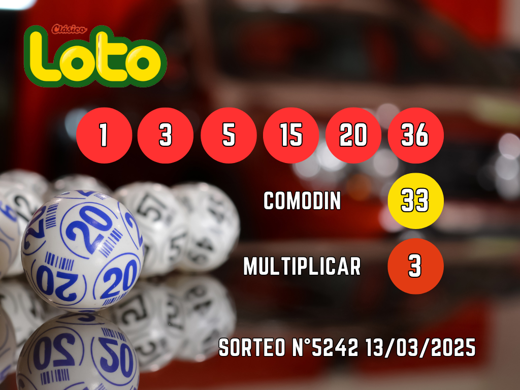 RESULTADOS LOTO, SORTEO 5242 - JUEVES 13 DE MARZO 2025